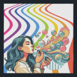 girl blowing abstract bubbles illustration art faux canvas print<br><div class="desc">girl blowing abstract bubbles color illustration art Faux Canvas Print</div>