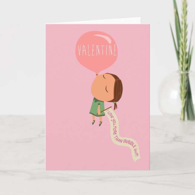 girl blowing bubble gum holiday card (Front)