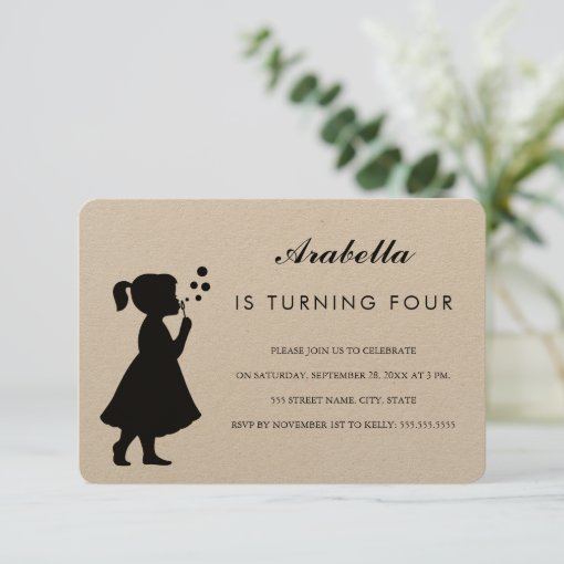 Girl blowing bubbles Birthday Party Invitation Zazzle