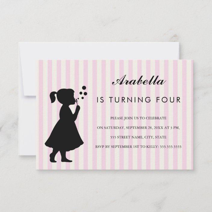 Girl blowing bubbles Birthday Party Invitation