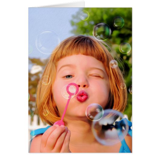 Girl Blowing Bubbles Cards (Front)