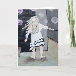 Girl Blowing Bubbles Painting and Poem Card