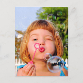 Girl Blowing Bubbles Postcard