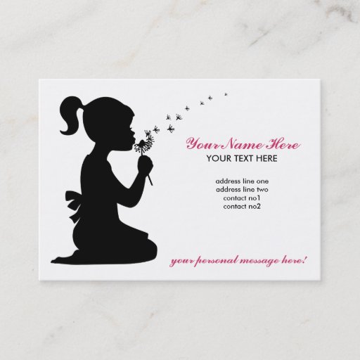 Customizable Girl Blowing Dandelion Business Card