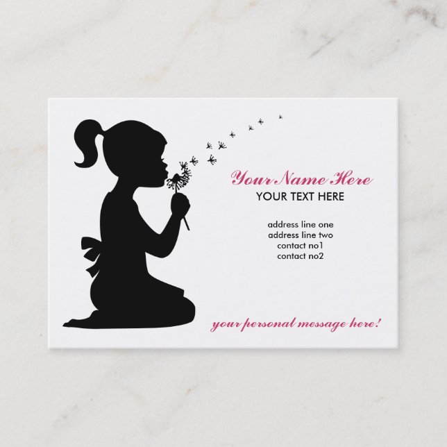 Girl Blowing Dandelion Business Card (Front)
