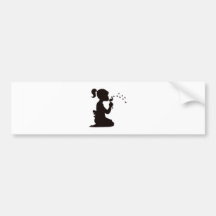 Girl Blowing on Dandelion silhouette Bumper Sticker