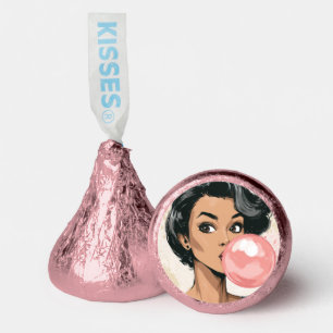 Girl Blowing Pink Bubble Gum Bubble Fun Cute Hershey®'s Kisses®