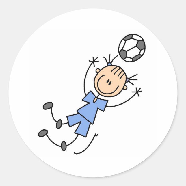 Girl Blue Soccer Uniform Classic Round Sticker (Front)