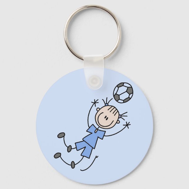Girl Blue Soccer Uniform Tshirts and Gifts Keychain (Front)