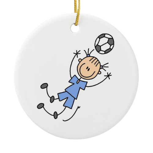 Girl Blue Uniform Soccer Player T-shirts and Gifts Ceramic Ornament