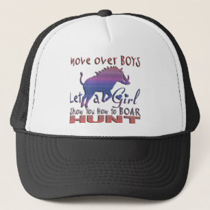 GIRL BOAR HUNTING TRUCKER HAT