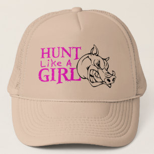 GIRL BOAR HUNTING TRUCKER HAT