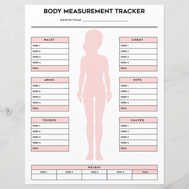 girl-body-measurements-tracker-weight-loss-chart-zazzle