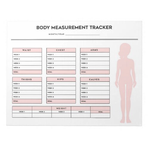 Girl Body Measurements Weight Loss Tracker Goal Notepad