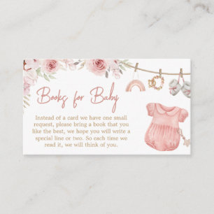 Girl Boho Clothesline Baby Shower Books for Baby Enclosure Card
