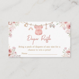 Girl Boho Clothesline Baby Shower Diaper Raffle Enclosure Card