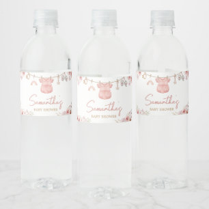 Girl Boho Clothesline Baby Shower Water Bottle Label