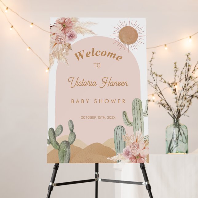 Girl Boho Desert Baby Shower Sign Southwestern (In Situ (Stand))