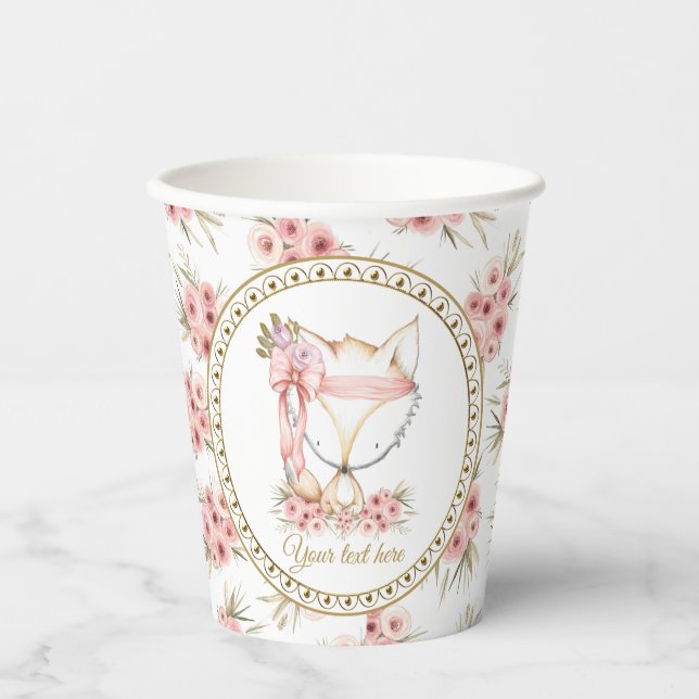 Girl Boho Fox Baby Shower Paper cups (Front)