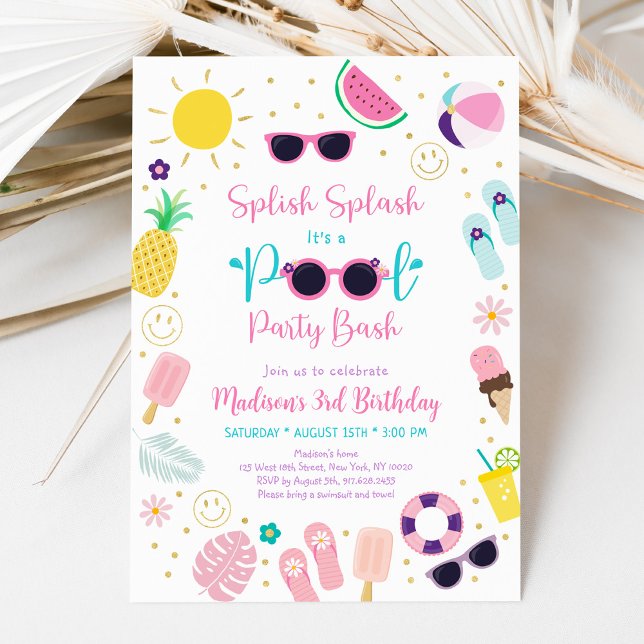 Girl Boho Pool Party Birthday Invitation (Creator Uploaded)