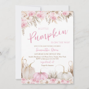 Girl Boho Pumpkin Baby Shower Invitation
