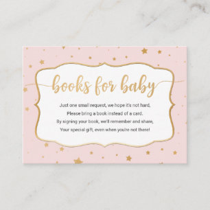Girl Book Request Card - blush pink gold star