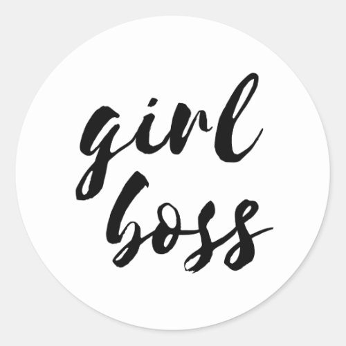 Girl boss black font classic round sticker
