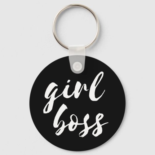 Girl boss black keychain