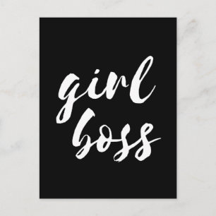 Girl boss black postcard