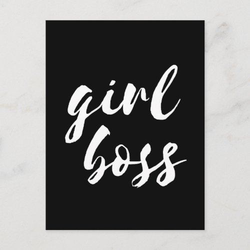 Girl boss black postcard