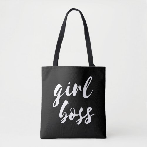 Girl boss black tote bag