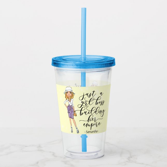 Girl Boss | Blonde Lady Glass | Yellow (Front)