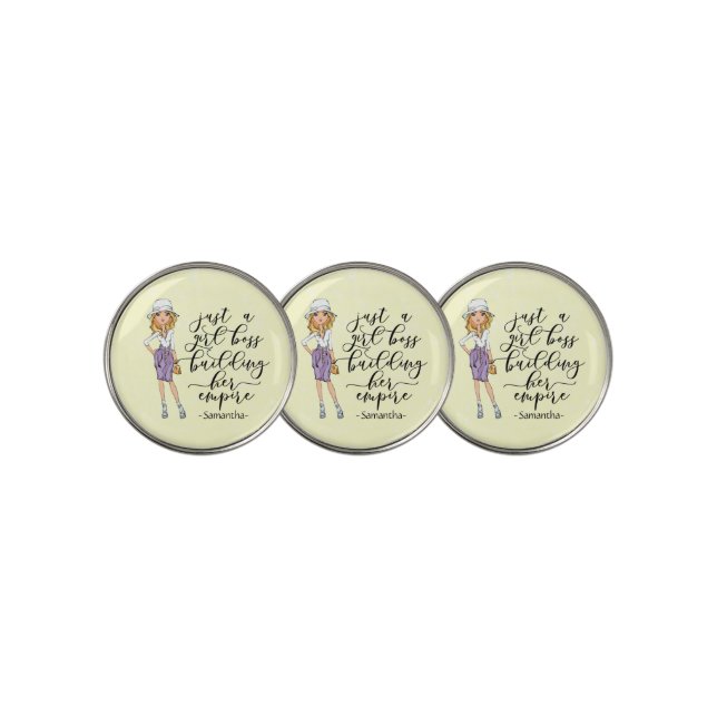 Girl Boss | Blonde Lady | Yellow Golf Ball Marker (3 Up)