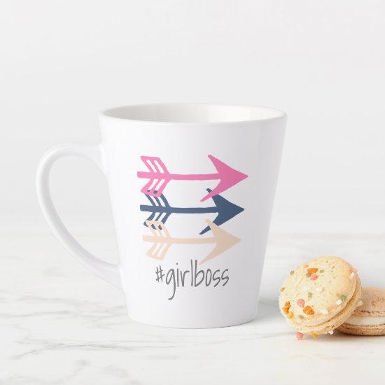 Girl Boss Boho Arrows Modern Pink Blush Navy Cute Latte Mug