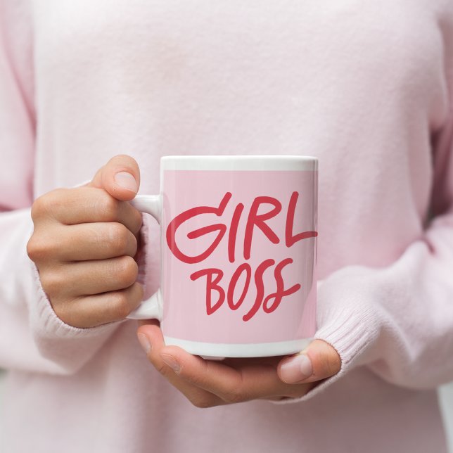 Girl Boss Bold Typography Red & Pink Feminine Coffee Mug (Creator Uploaded)