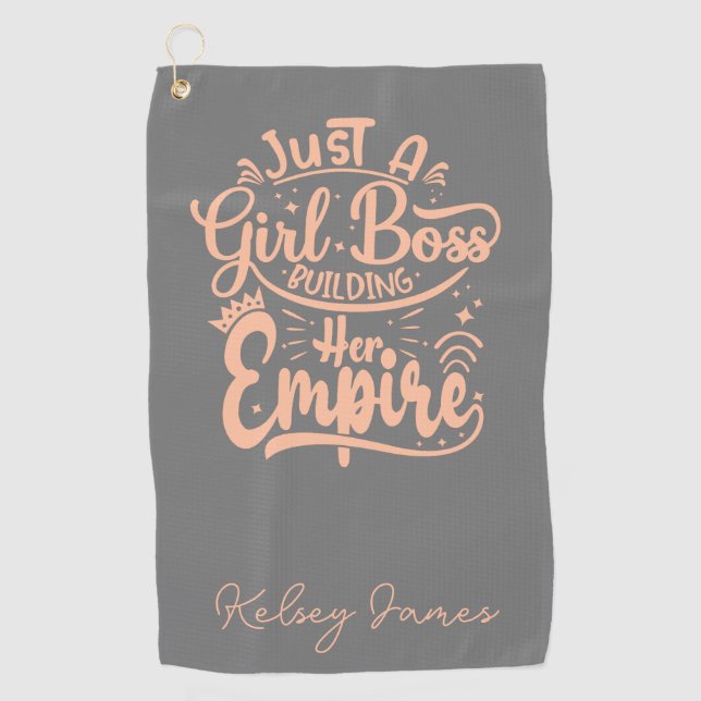 Girl Boss Building Her Empire Personalized  Golf Towel (Front)