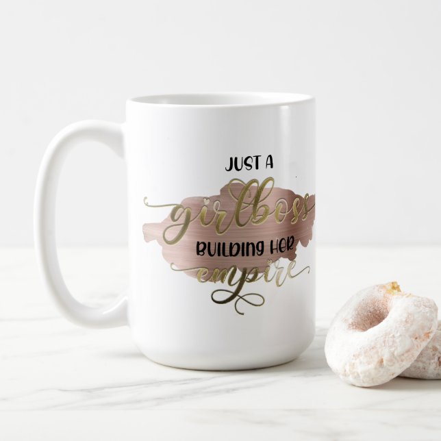 Girl Boss Building Her Empire Rose Gold Coffee Mug (With Donut)
