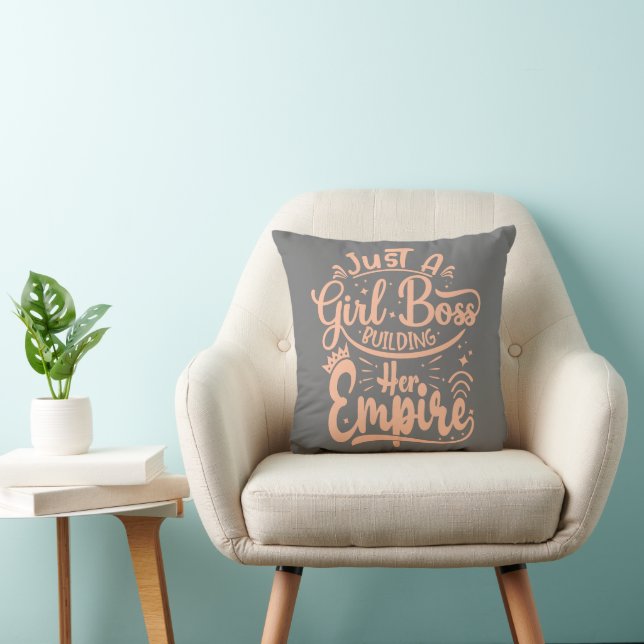 Girl Boss Building Her Empire Word Art Throw Pillow (Chair)