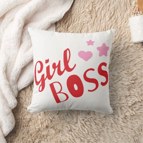 Girl Boss Custom Branded Typography Any Color  Throw Pillow