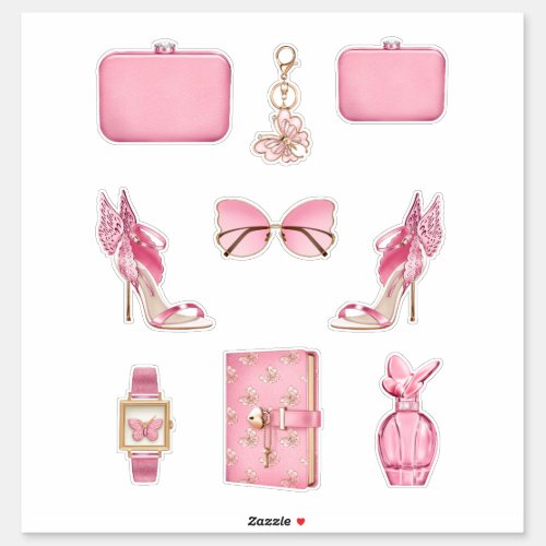 Girl Boss Decals High Fashion Pink Bling Stickers