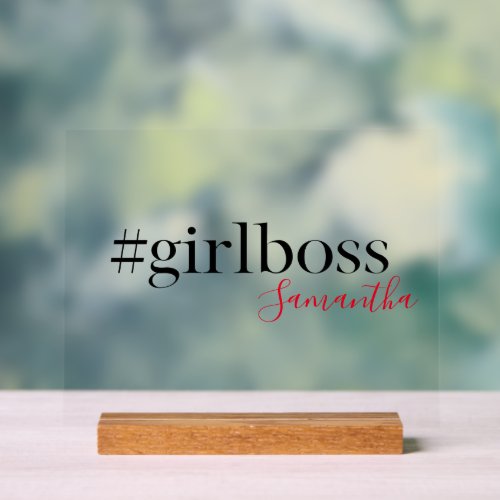 Girl Boss Desk Sign with Name