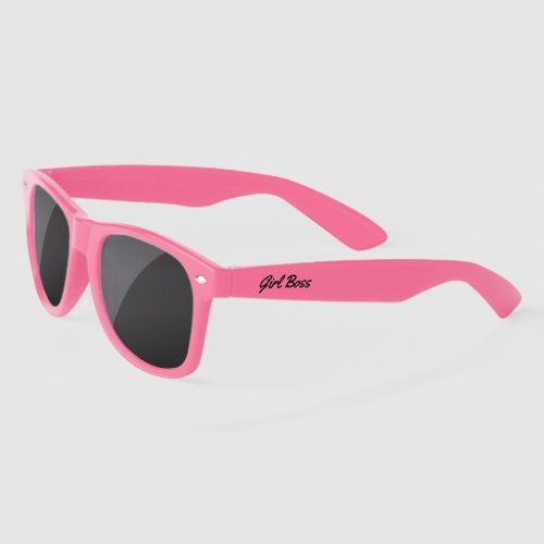 Girl Boss Fun Pink Black Script Sunglasses