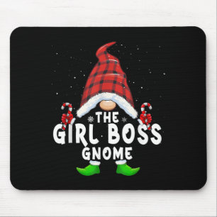 Girl Boss Gnome Buffalo Plaid Matching Family Chri Mouse Pad