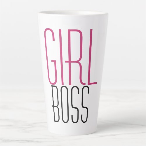 Girl Boss Hot Pink Black Typography Latte Mug