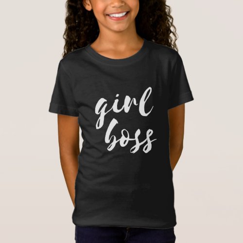 Girl boss kids t_shirt white font