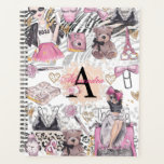 Girl Boss Luxury Black Pink Illustration Planner<br><div class="desc">Girl Boss Luxury Illustration Personalized design. If you need to move flowers on Front letter go to personalize further and move flowers as you need them. Matching products can be found in Girl Boss Collection.</div>