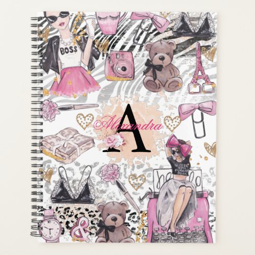Girl Boss Luxury Black Pink Illustration Planner