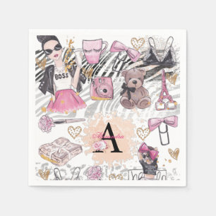 Girl Boss Luxury Zebra Pink Black Napkins
