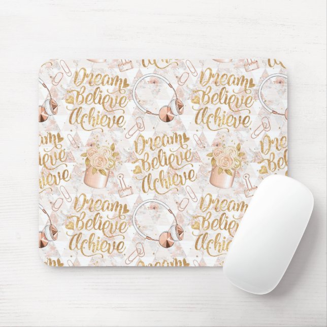 Girl Boss Mousepad – Dream, Believe, Achieve (With Mouse)