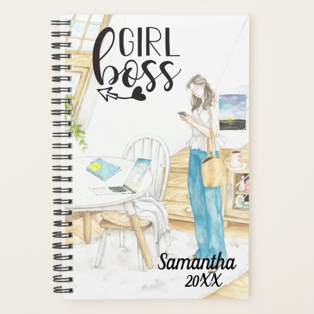 Girl Boss office Monogram Name Personalized Planner (Front)